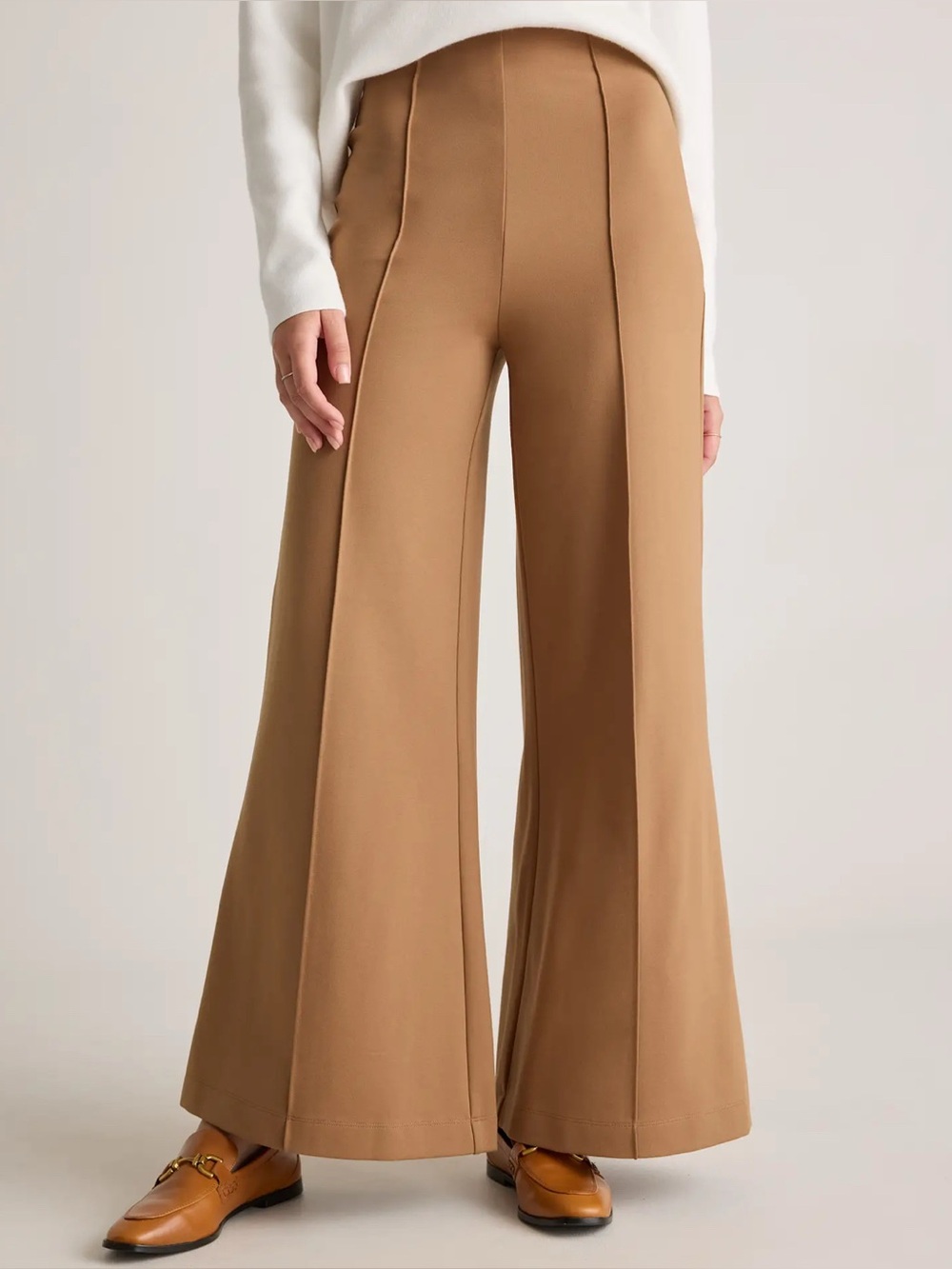Ultra-Stretch Ponte Super Wide Leg Pants
 in Camel